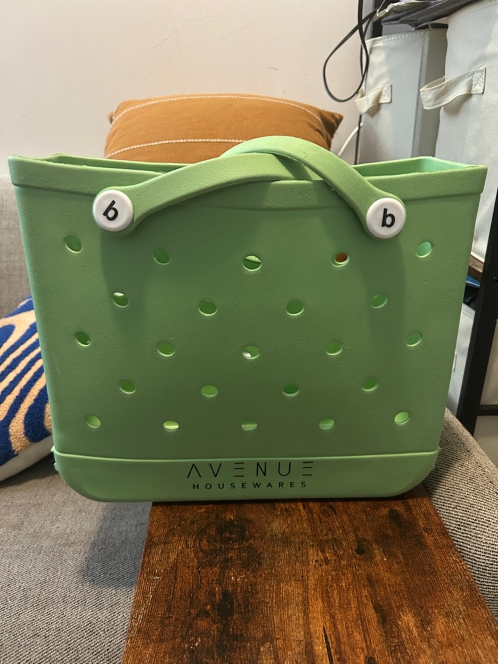 Avenue Mint Green Perforated Beach Summer Picnic Tote